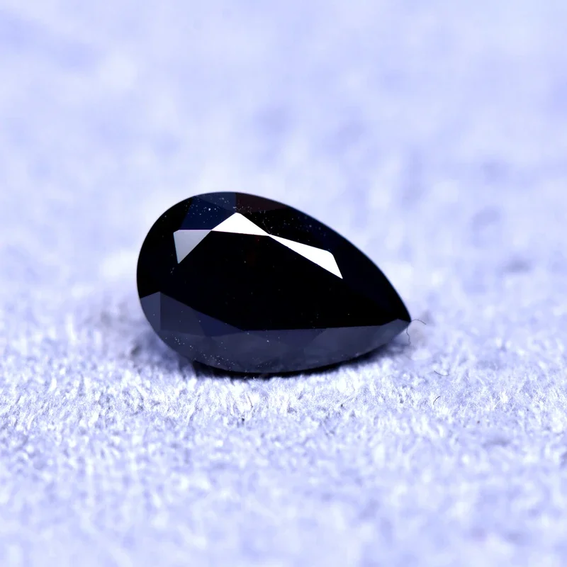APear Cut Black Color Moissanite Synthetic Gemstone with Certificate Extremely Shiny Quality