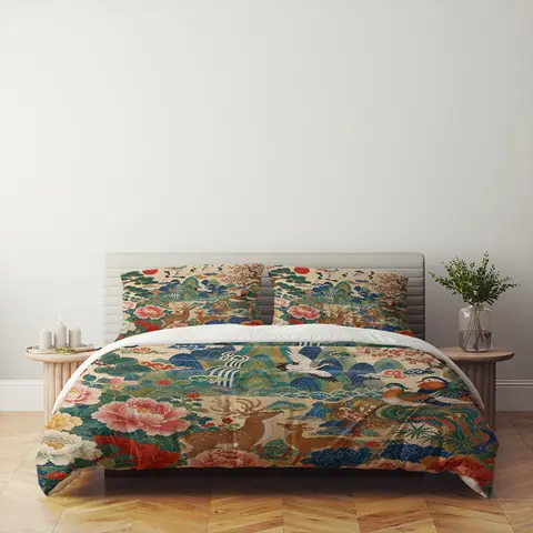 Ukiyoie Color Ducks Duvet Cover Set,Single Twin Double Full Queen King Quilt Cover,Vintage Bedding