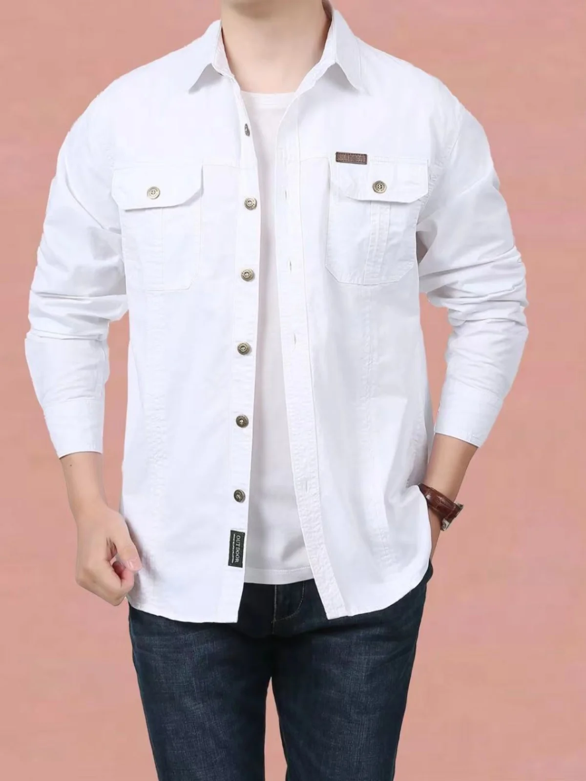 

Loose Long Sve Men's irt with Multiple kets Autumn Faion Casual Comfortable Fit European Sle Button up Closure