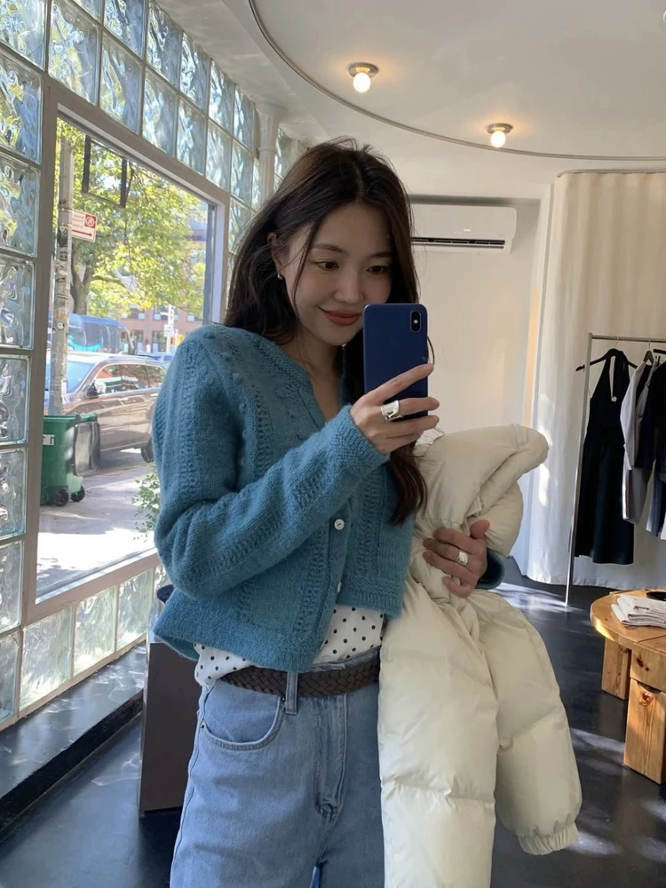 

Soft Versatile Women's Knitted Open Cardigan Sle i Wind Winter Faion Gentle Casual Top ort Length