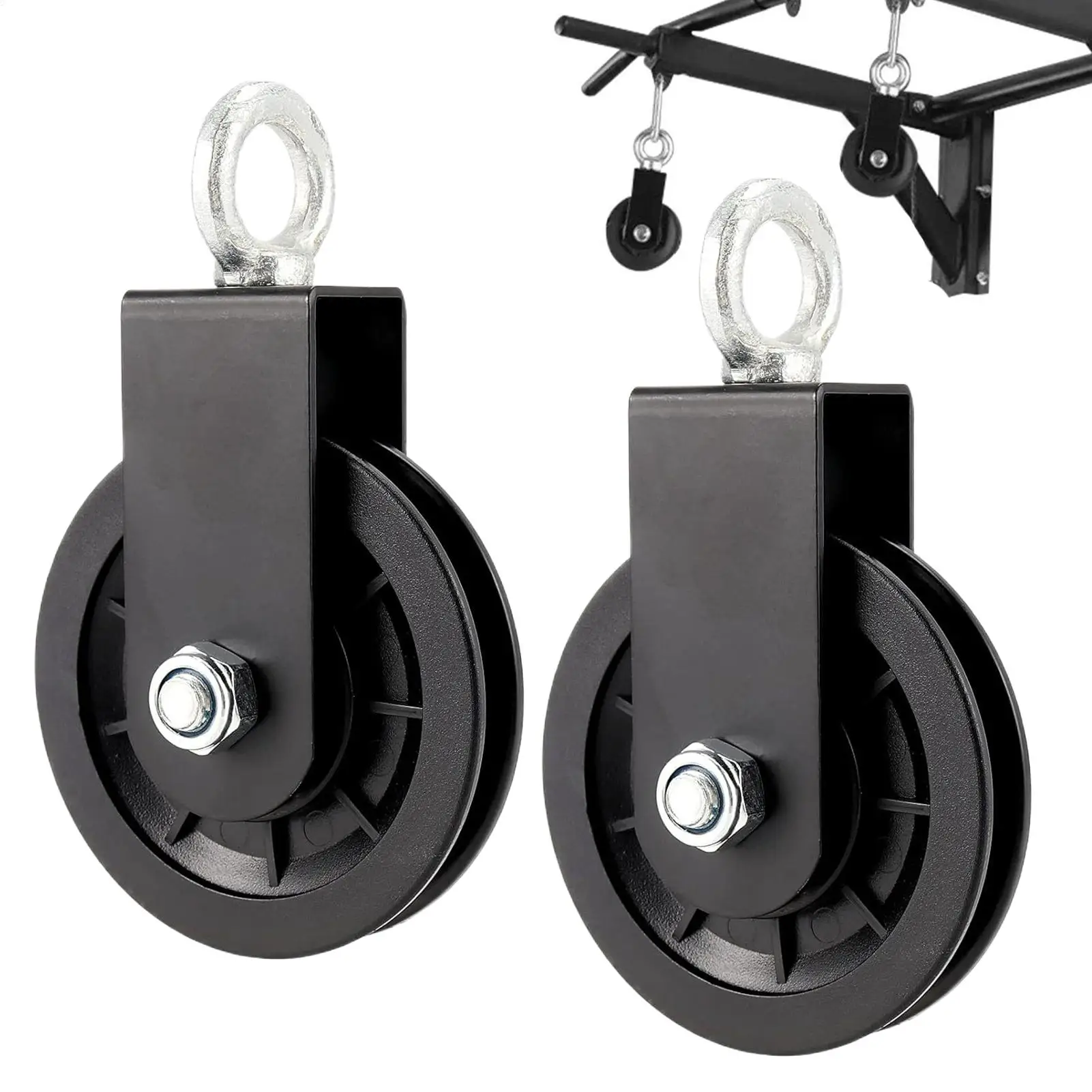 Kit de Sistema de Poleas para Gimnasio de Alta Resistencia, 2 Piezas, Ruedas de Cable de Acero con Rodamientos Suaves para Máquina de Cable de Gimnasio Casero y Equipo de Fitness