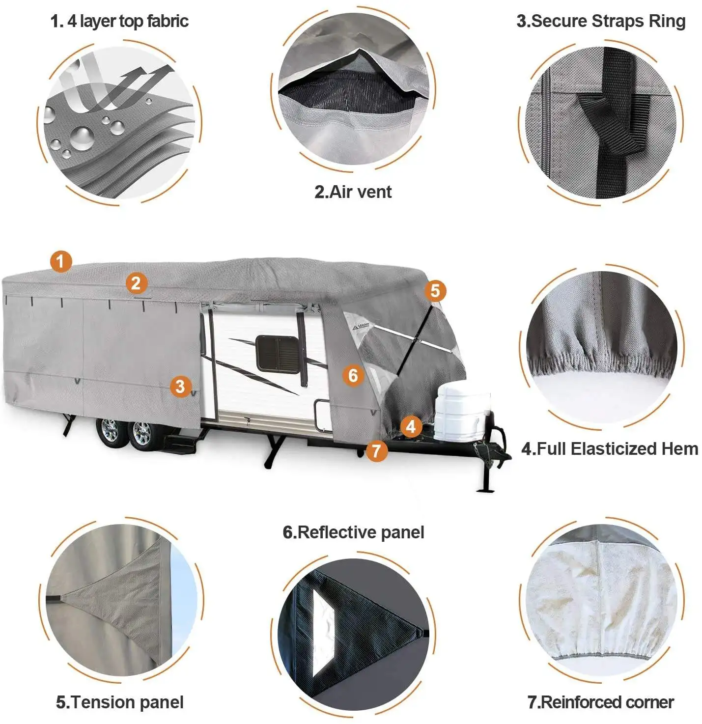 Wholesale Exterior Thick 4 Layers 18'-33'  Dirty Resistant Sunshade Rainproof Four Reasons Universal Travel Trailer RV Cover