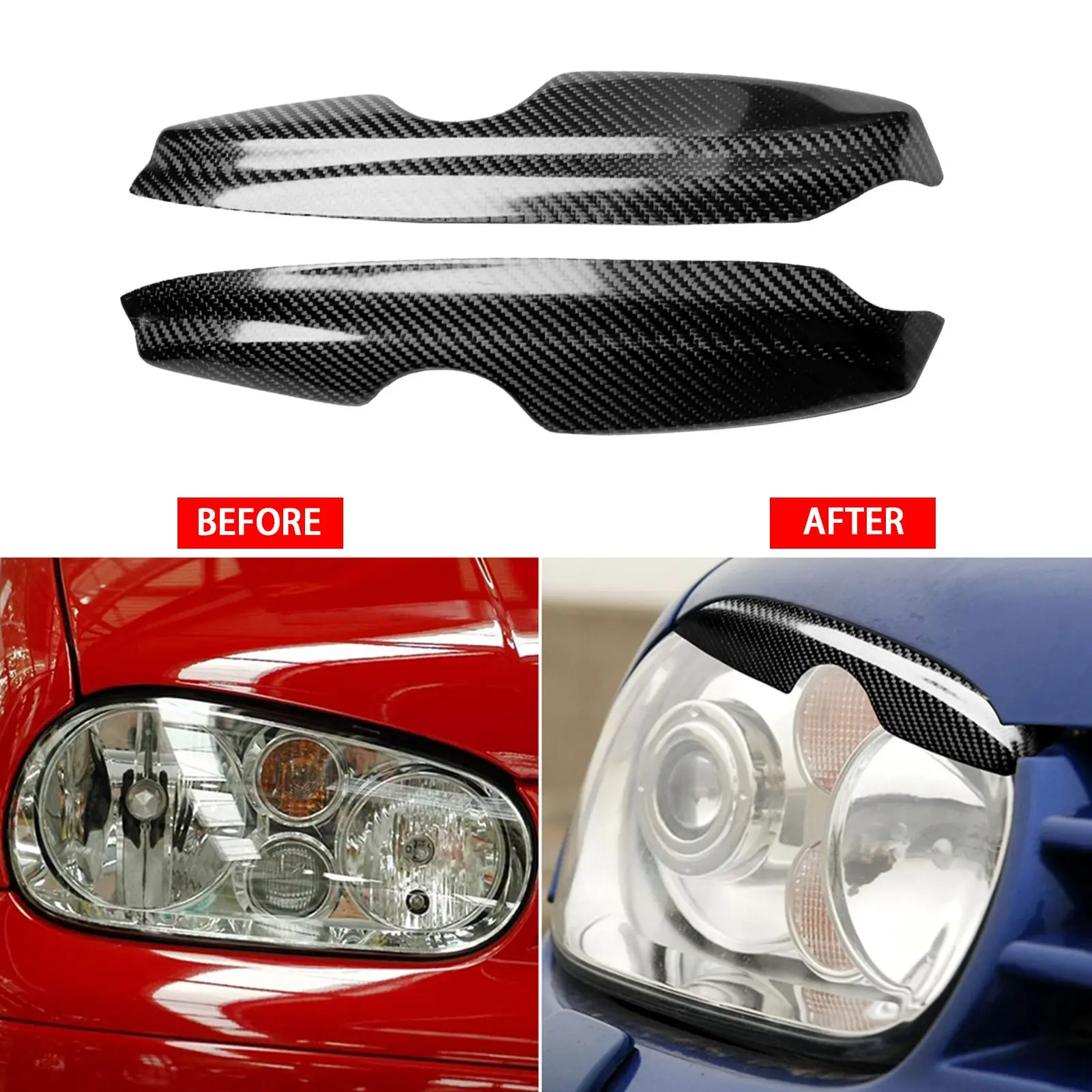 

For 1999-04 Volkswagen Golf 4 MK4 IV GTI Carbon Fiber Headlight EyeLid Eyebrow