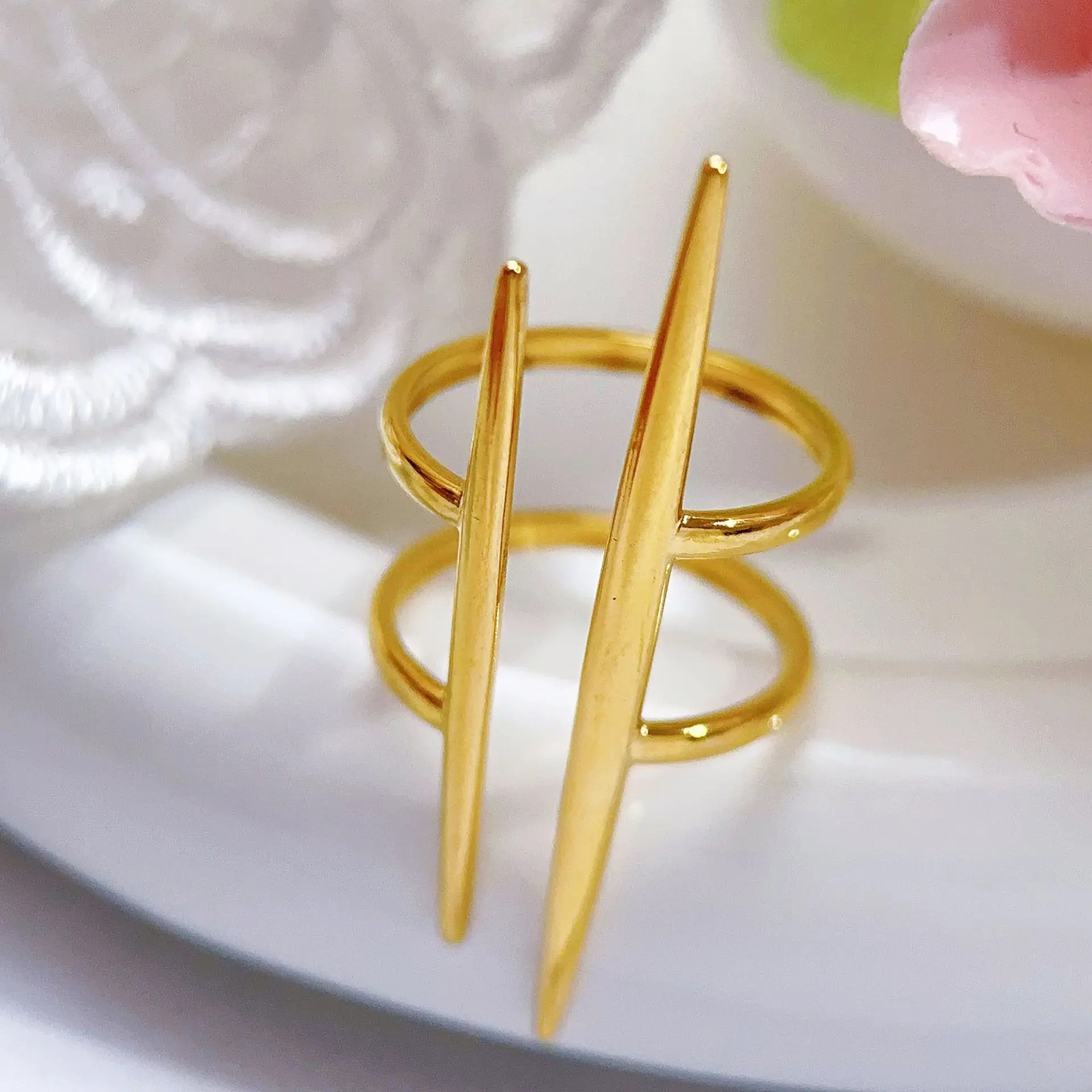 Minimalist Stainless Steel Metal Geometric Open Bar X Shaped Ring for Women Rust Proof Personalized Jewellery Gift Wholesale