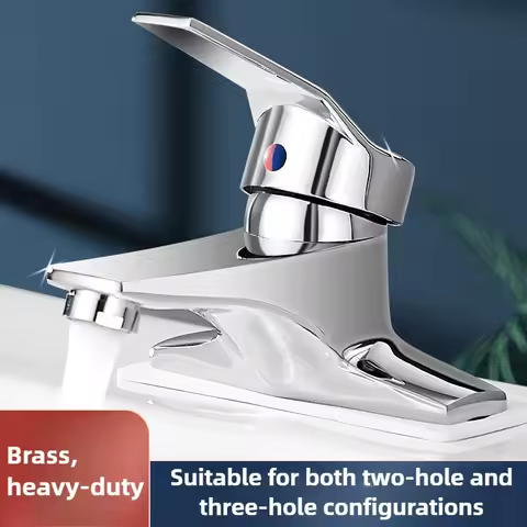 Sink Faucet Hot and Cold Water Basin Faucest Face Wash Tap Deck Mounted Basin Mixer Water Taps Chromed Faucet for Bathroom