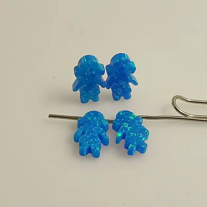 (2Pcs/5Pcs/Lot)Fashion Fire Dream Blue OP05 Girl Shape Opal Pendant 8.5X13mm Charm