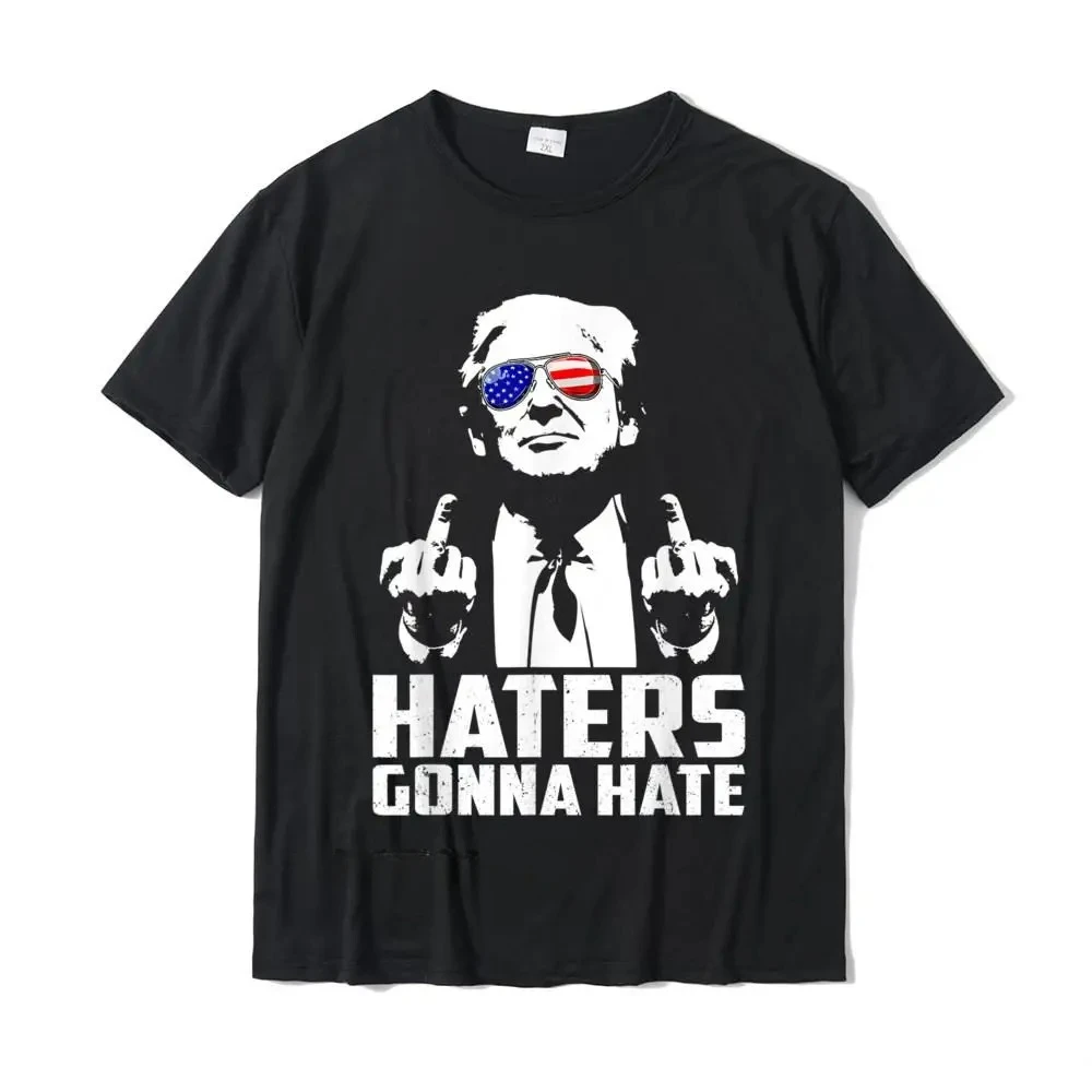 Funny Haters Gonna Hate President Donald Trump Middle Finger T-Shirt Cotton Men Tshirts Summer Tees Brand New Geek