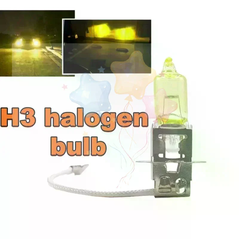 2Pcs Auto Fog Lamps H3 12V 55W 100W Yellow Lights 3000k Car Headlight Halogen Bulbs For Car Night Driving Lighting