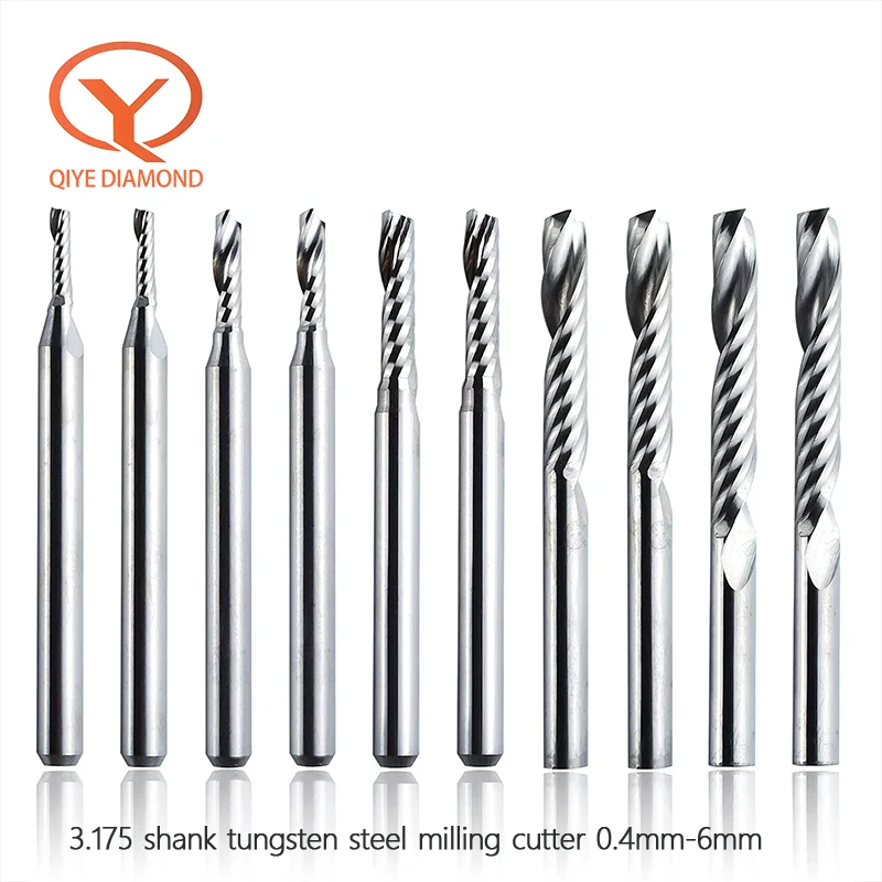 10pcs 1mm-4mm 3.175/4 CNC router bit for integral carbide tungsten steel milling cutter aluminum woodworking engraving bit