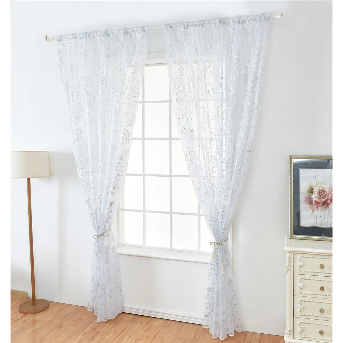 

1Pcs Premium Bronzing Sheer Voile Curtain 100x200cm Golden for Living Room Bedroom Bathroom Decorative Window Screening