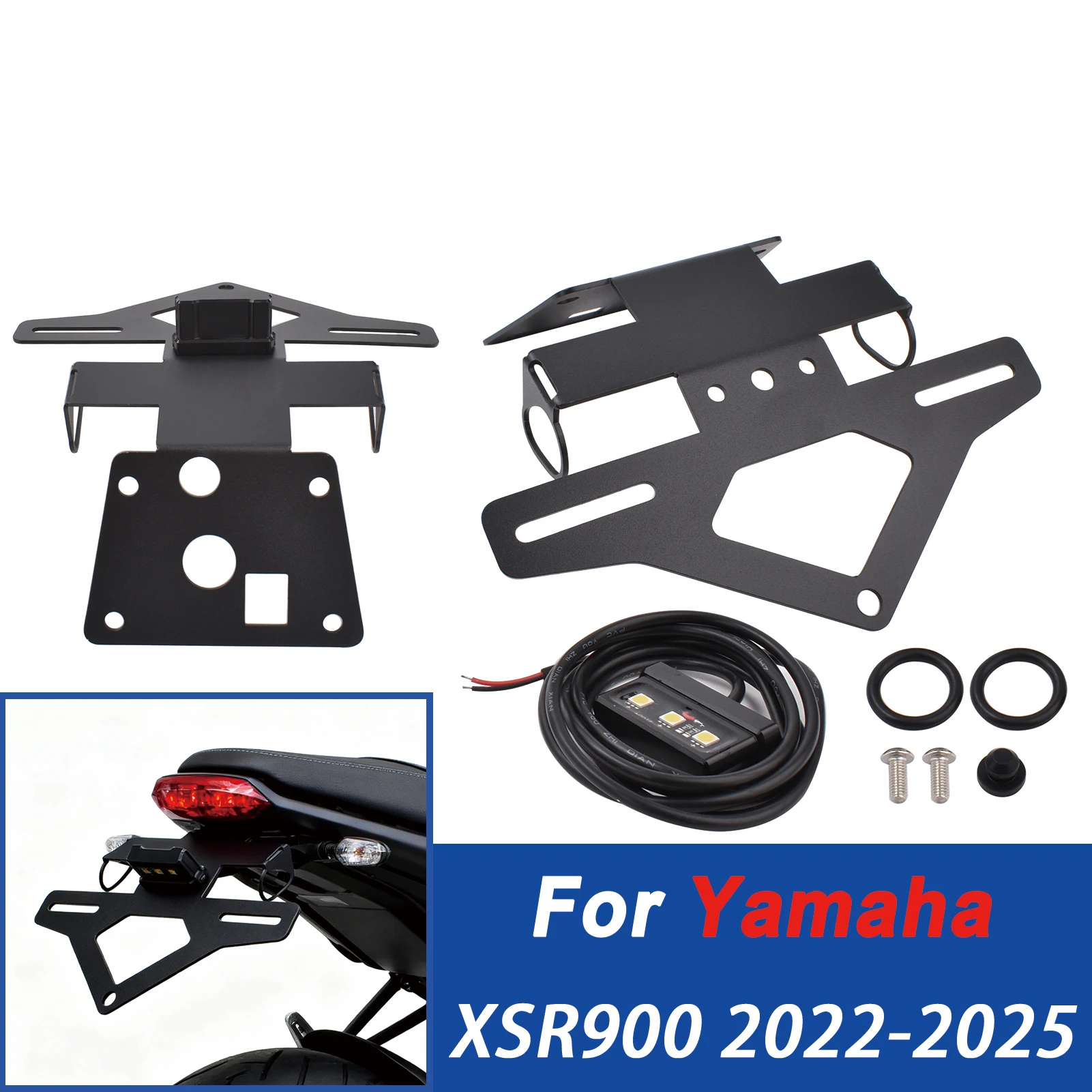 

Для Yamaha XSR900 XSR 900 (2022-2025) - комплект держателей номерного знака с коротким хвостом и аккуратным крылом, аксессуары для мотоциклов