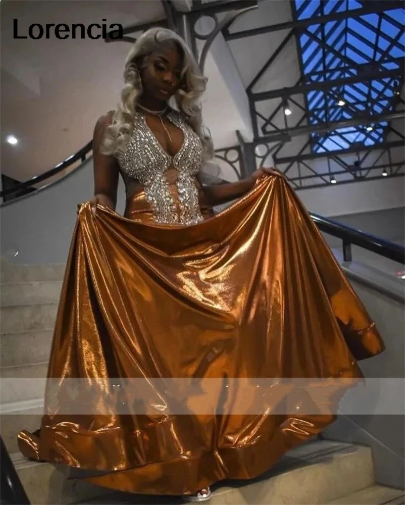 Customized Glitter Mermaid Long Prom Dress For Black Girls Brown Beaded Appliques Sequins Formal Party Gown Robe De Soiree YPD66