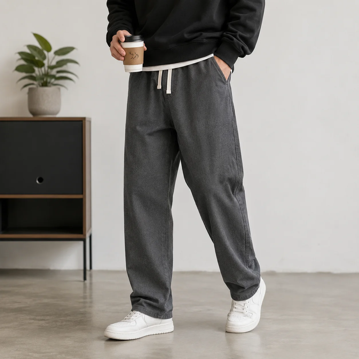 กางเกงยีนส์ลำลองทรงหลวมสำหรับผ - Men'S Fashion Grey Jeans บทวิจารณ์และราคา