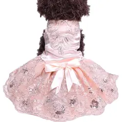 XKSRWE Dog Cat Wedding Dress Tutu Princess Pet Puppy Dresses Embroidery&Bow Clothes Apperal 3 Colours