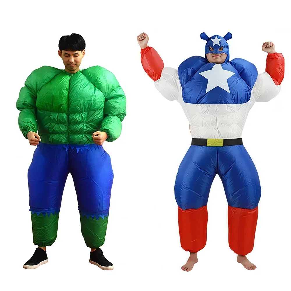 2026 Capitán Hinchable Hulk Superhéroe Cosplay Mono Disfraz Halloween para Hombre Fiesta