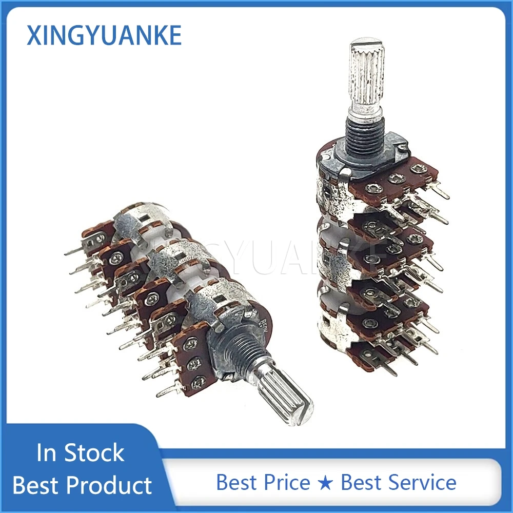 1PCS 148 16 Type 6 Link B50K Power Amplifier Volume Adjustment Potentiometer B50KX6 18-Pin Flower Shaft Length 20MM