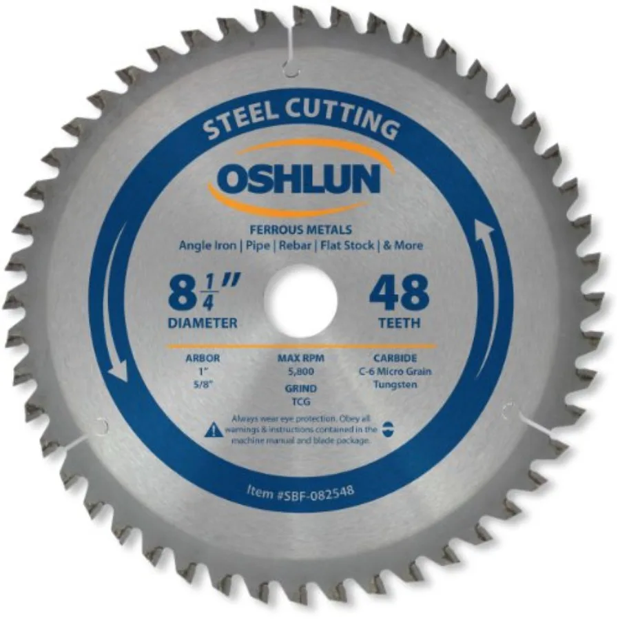 

SBF-082548 8-1/4-Inch 48 Tooth TCG Saw Blade with 1-Inch Arbor 5/8-Inch Bushing for Mild Steel and Ferrous Metals