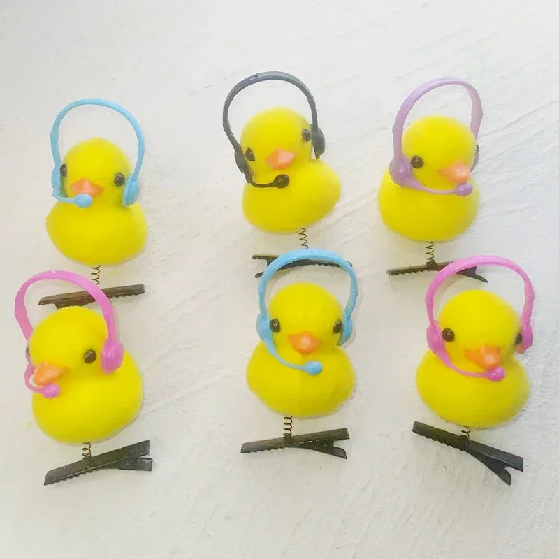 10/20/50/100Pcs/Lot Cartoon Funny Children 3D microphone Little Yellow Duck Plush Hairpin Fashion DIY Duckbill Clip Accessories