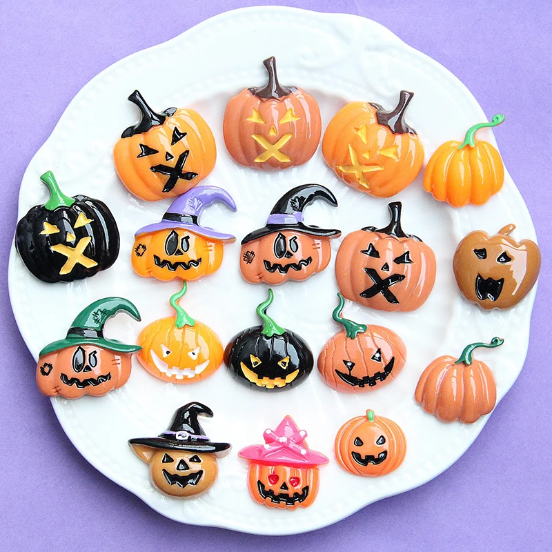 10pcs New Party Headband Hairpin Accessories DIY Multitype Pumpkin Resin Halloween Accessories for 2024