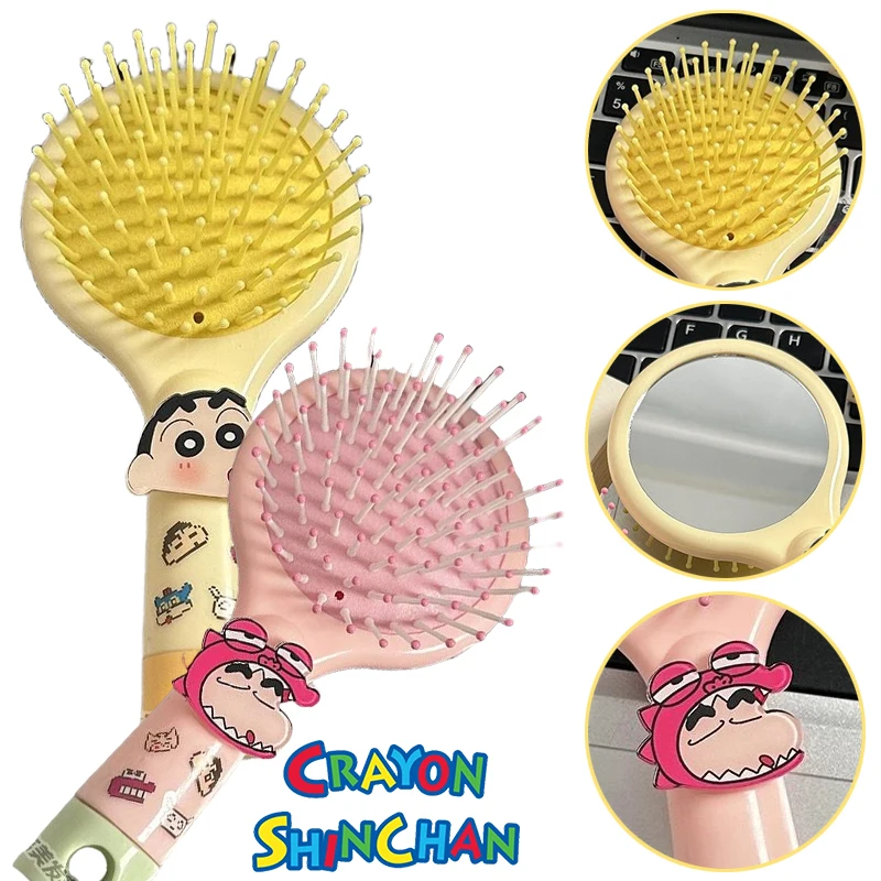 Crayon Shin-chan женская расческа на воздушной подушке аниме портативная ручная массажная расческа с зеркалом домашняя дорожная распутывающая щетка подарки
