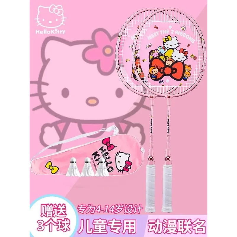 New Sanrio kawaii animation peripheral Hello kitty double shot durable cute badminton racket sports supplies set gift wholesale