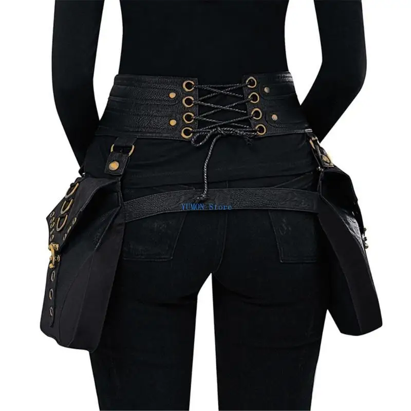 

D0UD Convenient Phone Bag Fanny Pack Belt Bag Punk Waist Purse for Traveler