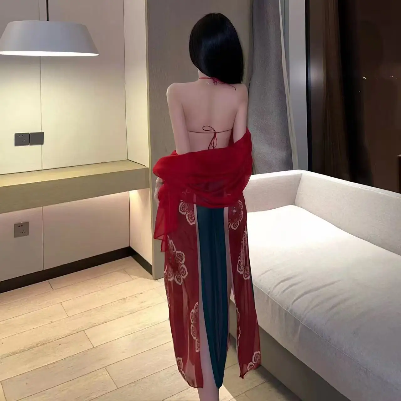 여성 애니메이션 롤 플레잉 에로틱 란제리 클래식 유혹 자수 Hanfu 아시아 롤 플레잉 세트 치파오 드레스