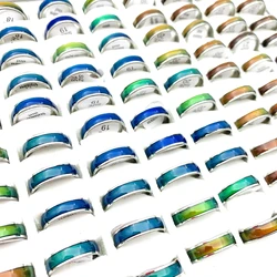 50PCs Mood Rings For Men and Women Stainless Steel Emotion Change Colors Fashion Jewelry Wholesale