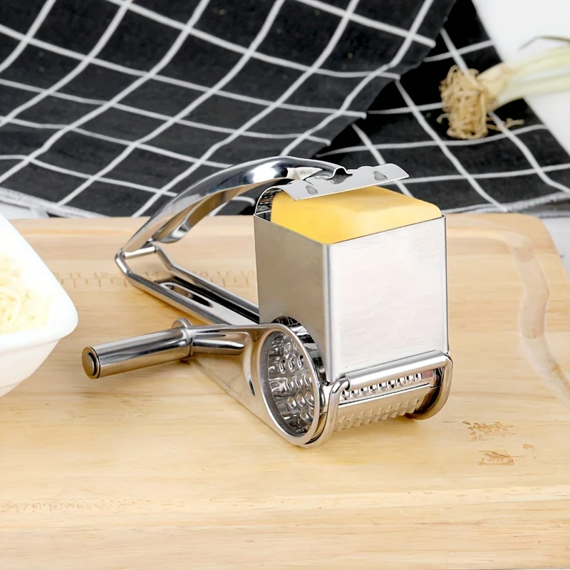 1pc, Cheese Grater, Multifunctional Stainless Steel Cheese Grater, Manual Rotary Cheese Grinder,Kitchen Gadgets