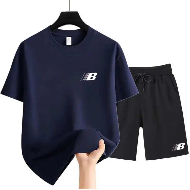 

Sports Suit Men's Summer Cotton T-shirt Short-sleeved Five-point Shorts Versatile American Men's Casual Two-piece Set
