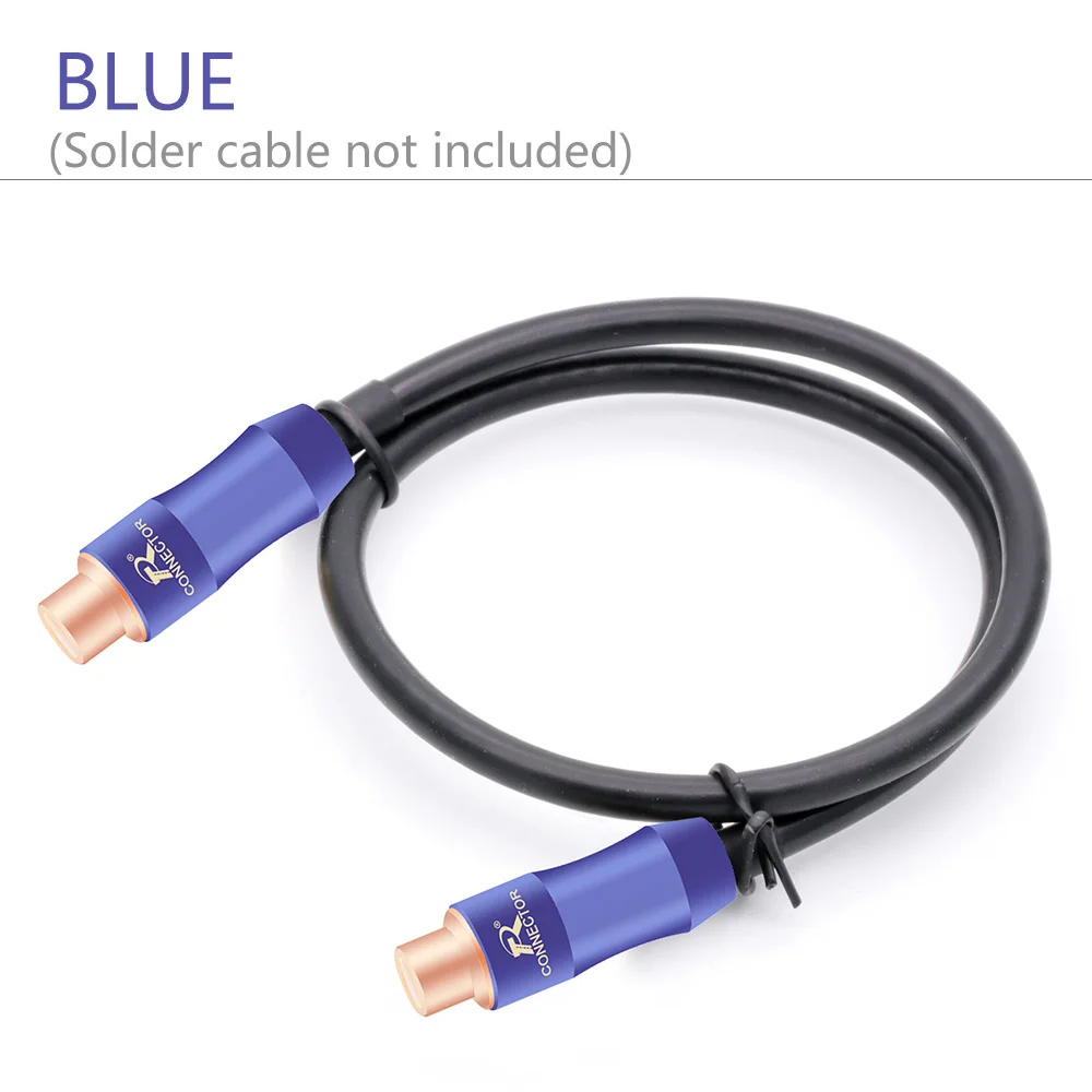 1Pair Gold Plated RCA HIFI Connector Female Jack, RCA Socket Adapter Audio/Video Cable Connector Support 6.5mm Cable blue&red