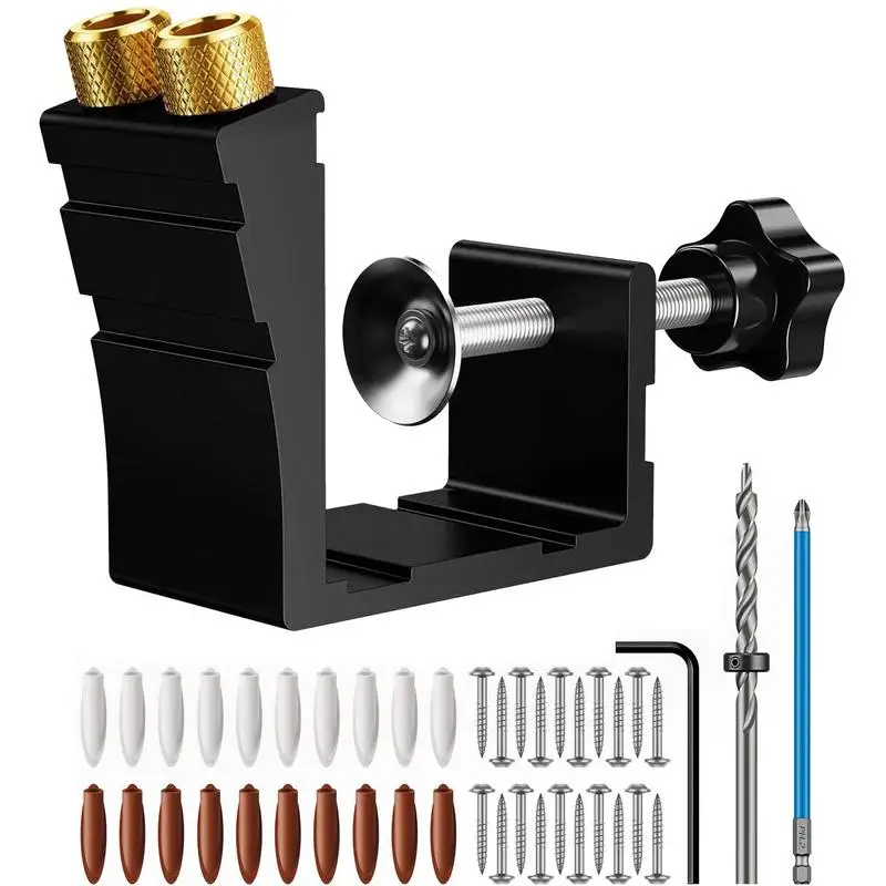 

Pocket Hole Jig Kit Inclined Hole Drill Guide Joint Tool 46pcs Angle Carpentry Locator Jig Accurate Woodwork Guides For