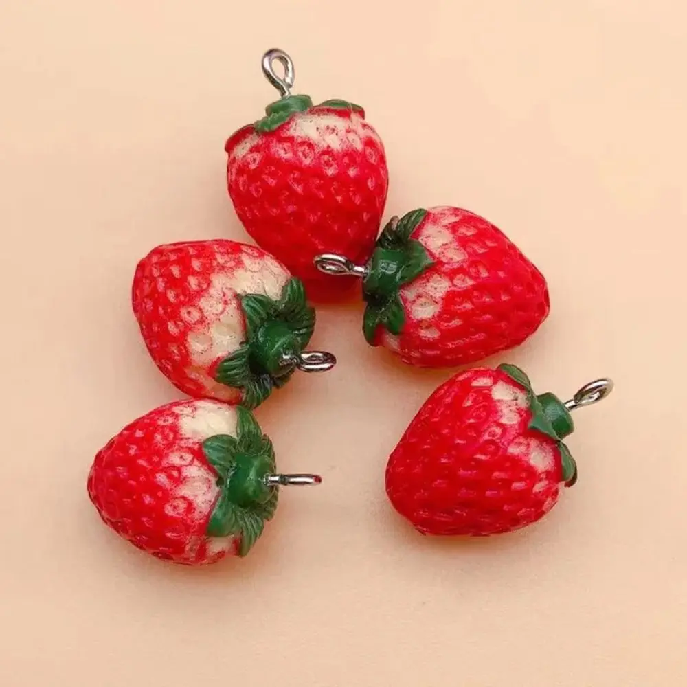 귀여운 3D 참 과일 펜던트 송진, 달콤한 딸기 모양, DIY 귀걸이, 쥬얼리 액세서리, 목걸이 펜던트, 10 개