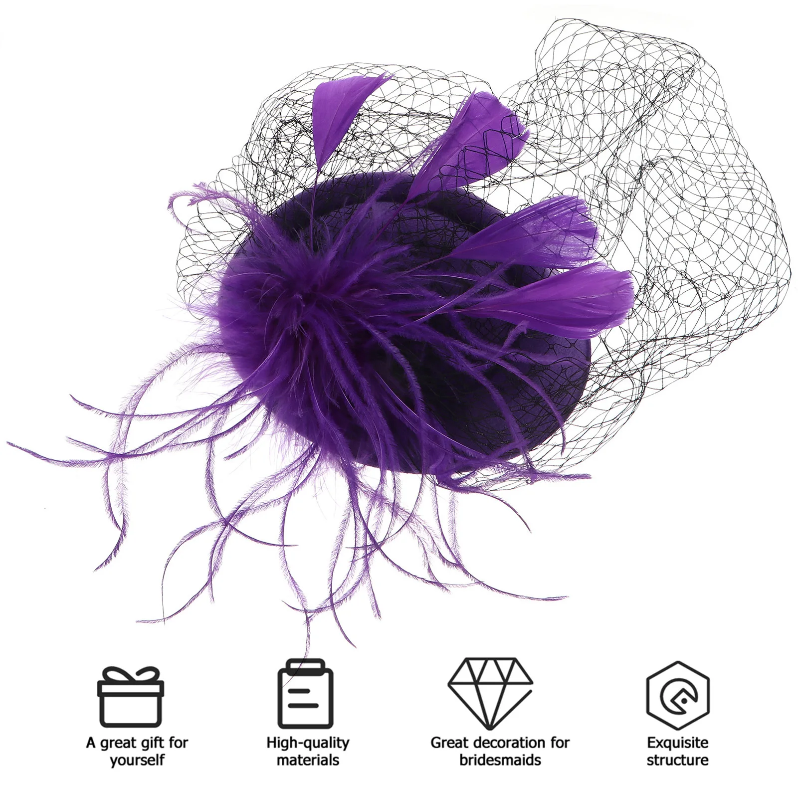 

1Pcs Stylish Pillbox Hat Hairband 20s Vintage Veil Headwear Party Wedding Cocktail Tea Photography 20s Pillbox Hat