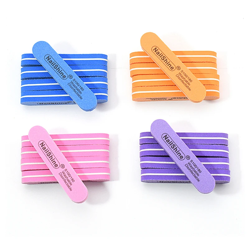 5/10Pcs Nail Manicure Tools Colorful Professional Sanding Files 100 180 Double-Sided Nail Sandpaper Buffer Polishing Accessories