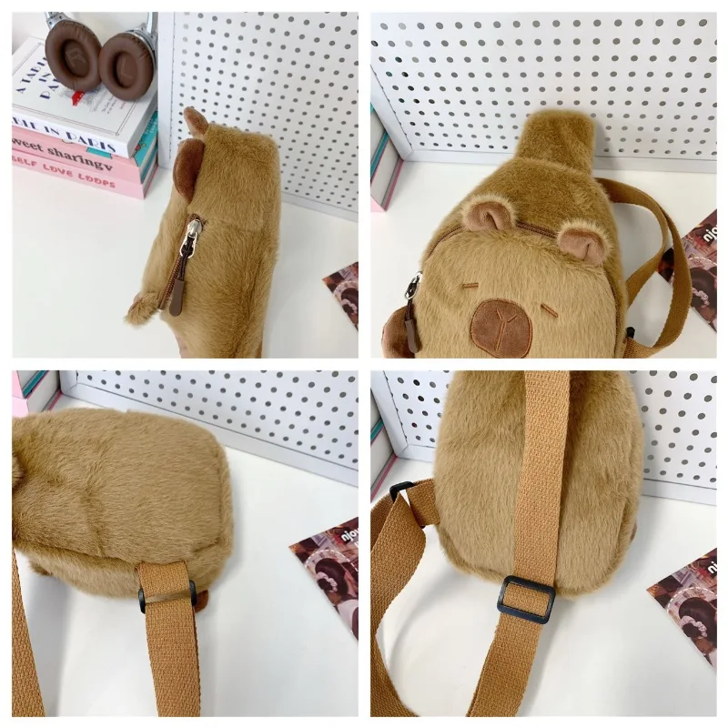 Capibara Leuke Schoudertas Cartoon Dieren Tas Capibara Ornamenten Borsttas voor Meisje Outdoor Fun Katoen Vakantiecadeaus Mode