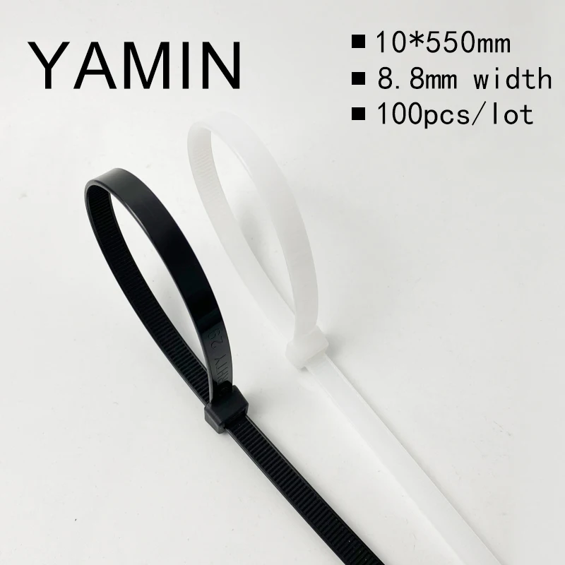 

10*550mm 8.8mm Width Multi-Purpose Self-Locking Cable Ties Nylon Zip Wire Tie-Wraps Heavy Duty Strong And Durable 100PCS/pack