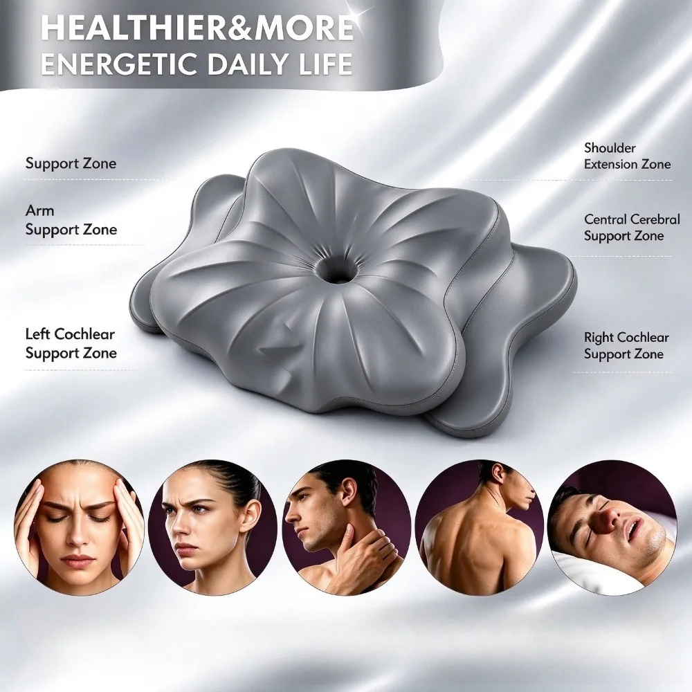 Cervical Pillow for Neck and Shoulder Relief, Contour Ergonomic Neck Support Pillow for Side Back Stomach Sleepers, Soft Butterf