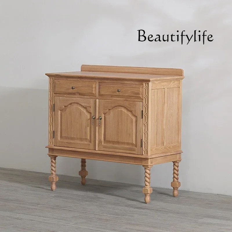 

aQ R Medieval Solid Wood Dining Side Cabinet, French Retro Log Color Wine Cabinet, Designer Storage Display Storage Cabinet