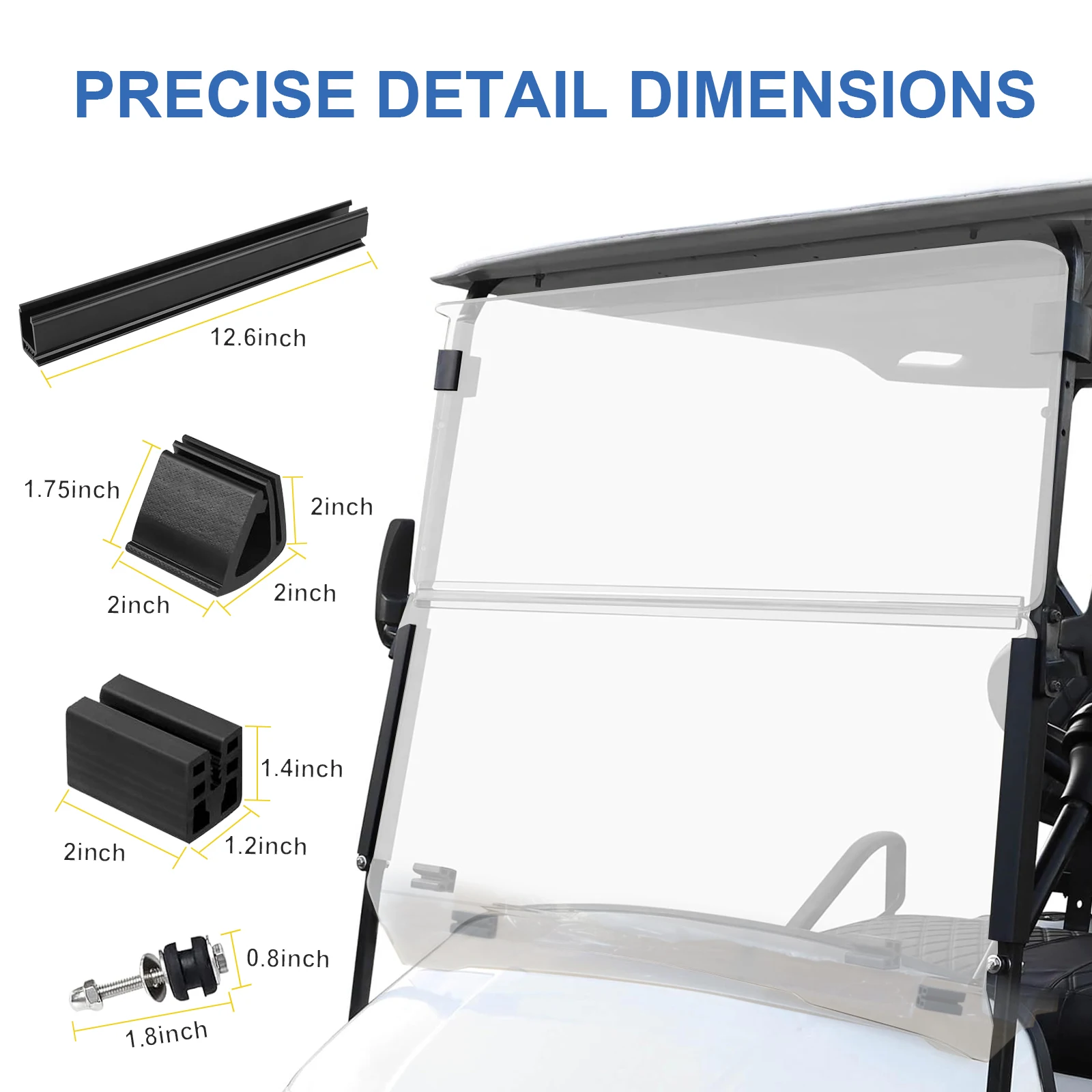 Club Cart Windshield Folding Clear Acrylic Wind Deflector Portable UV Protection Golf Accessories for 2007-2016 G29/Drive Models