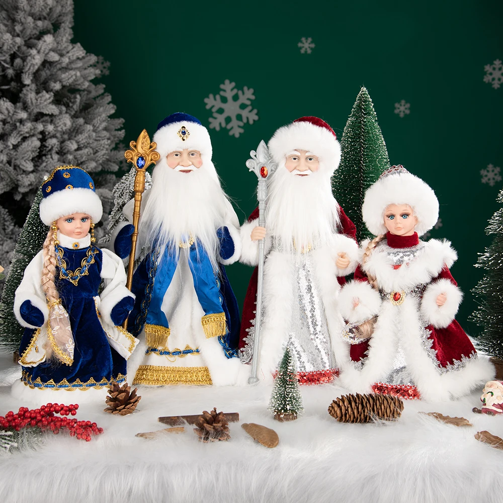 30/40CM Custom Size Christmas Electric Dolls Toy Santa Claus Russian Snow Princess Christmas Musical Russian Snegurochka Doll