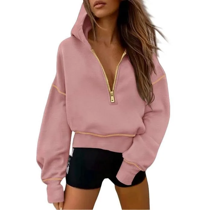

Women's Hooded Pullover Semi-Zipper Hoodie Cross-Border Resistant to Deformation Spring 2026 Animal Pattern Other Collar Design
