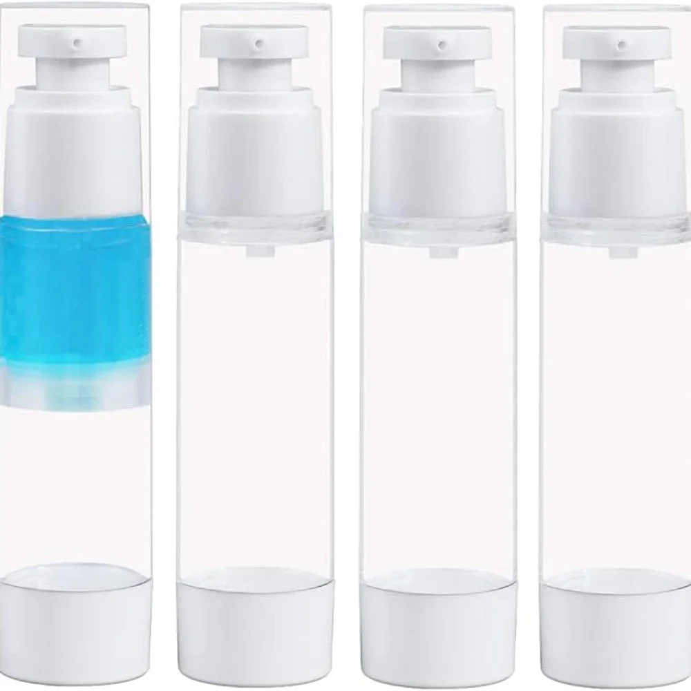 1 Set 5–15 ml, transparent, leer, nachfüllbar, Airless-Vakuumpumpe, Creme, Lotion und Spray, tragbares Flaschen-Set, Probenverpackung für Toilettenartikel