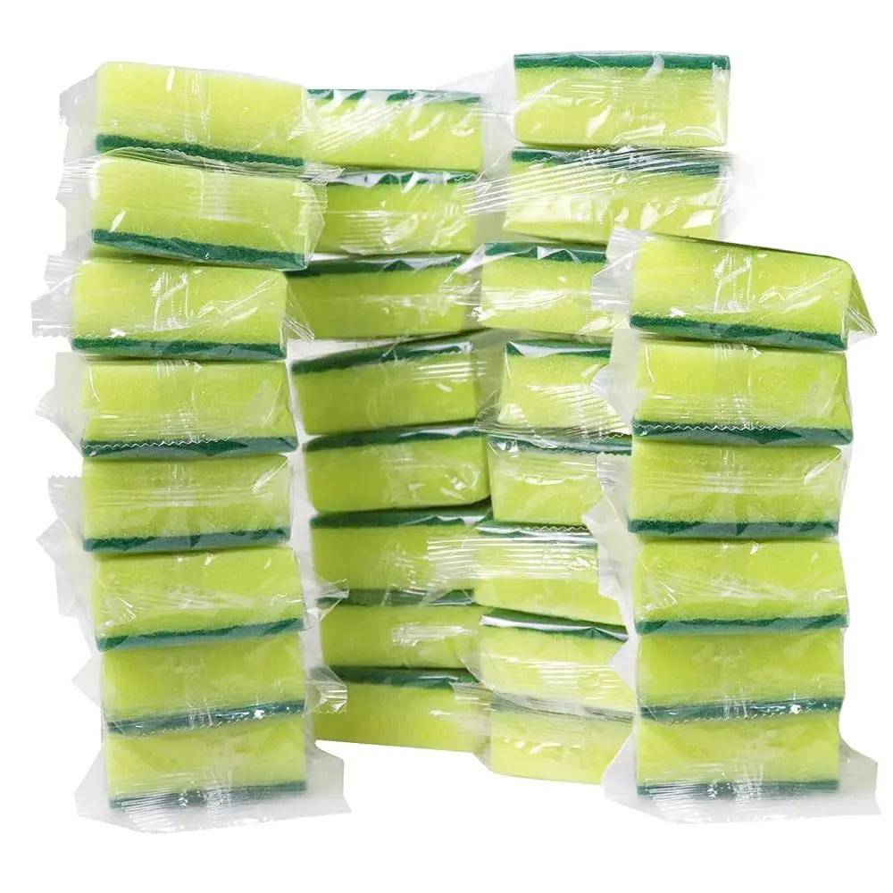

30 Pack Sponge Individually Wrapped, Non Scratch Scrouing Sponges for Household Cleaning, Dishes, Kitchen, Apartment, Car, Bike