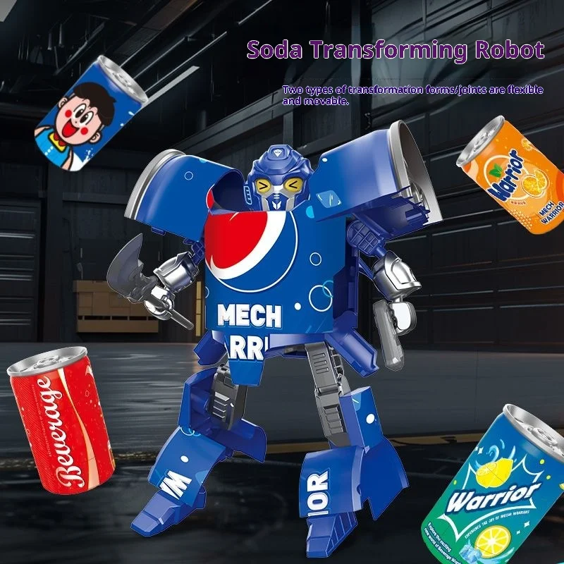 Il nuovo giocattolo trasformante per bambini Soda Warrior può una bevanda di Cola trasforma in un giocattolo educativo per ragazzi robot