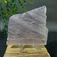 Stone Slab Crystal Natural Rose Quartz Geode Minerals Slice Spiritual Wichcraft Wicca Home Decoration Room+Stand