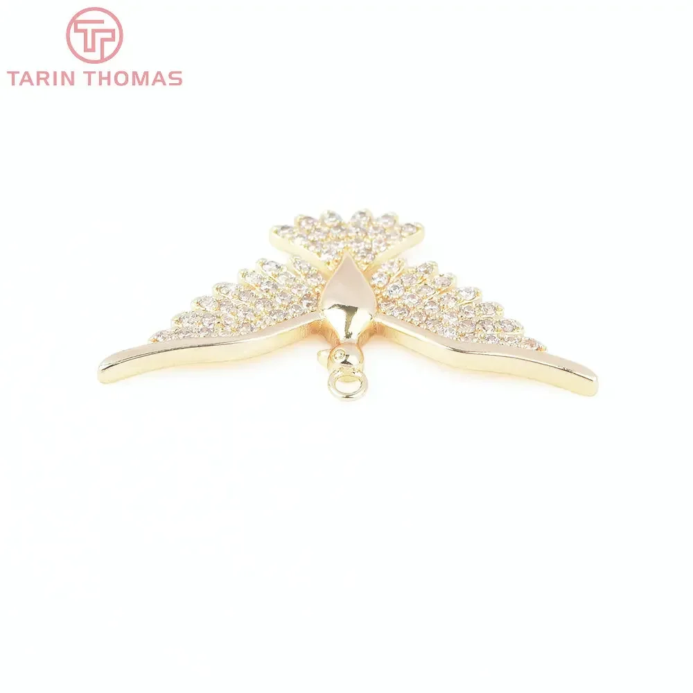 (8159) 2PCS 34.5x19.5MM 24K Gold Color Brass with Zircon Big Wild Goose Shaped Pendants High Quality Jewelry Making Findings image 4