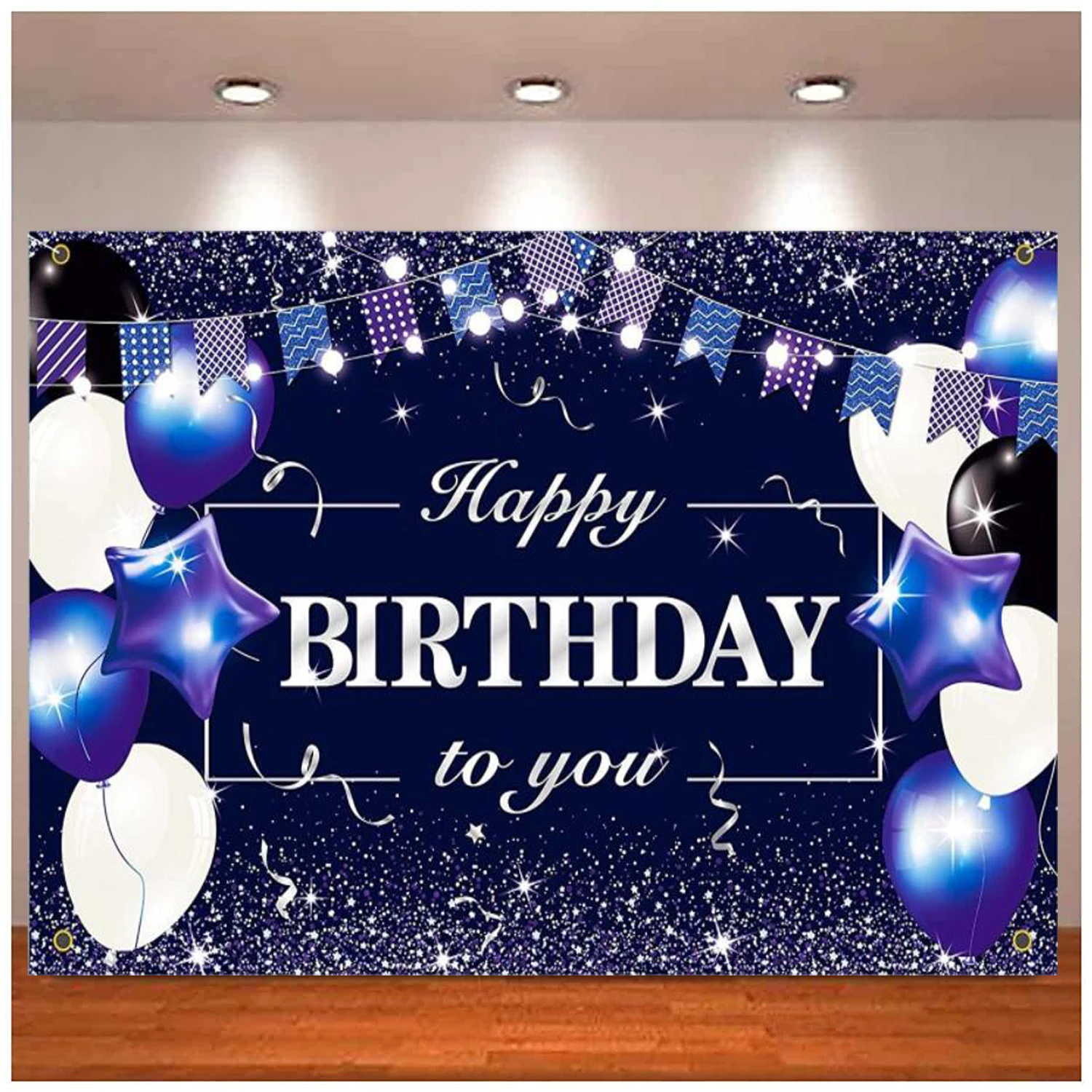 

Photography Backdrop Birthday Party Decoration Sign Background Supplies Banner For Men Women Boys Girls Blue Purple