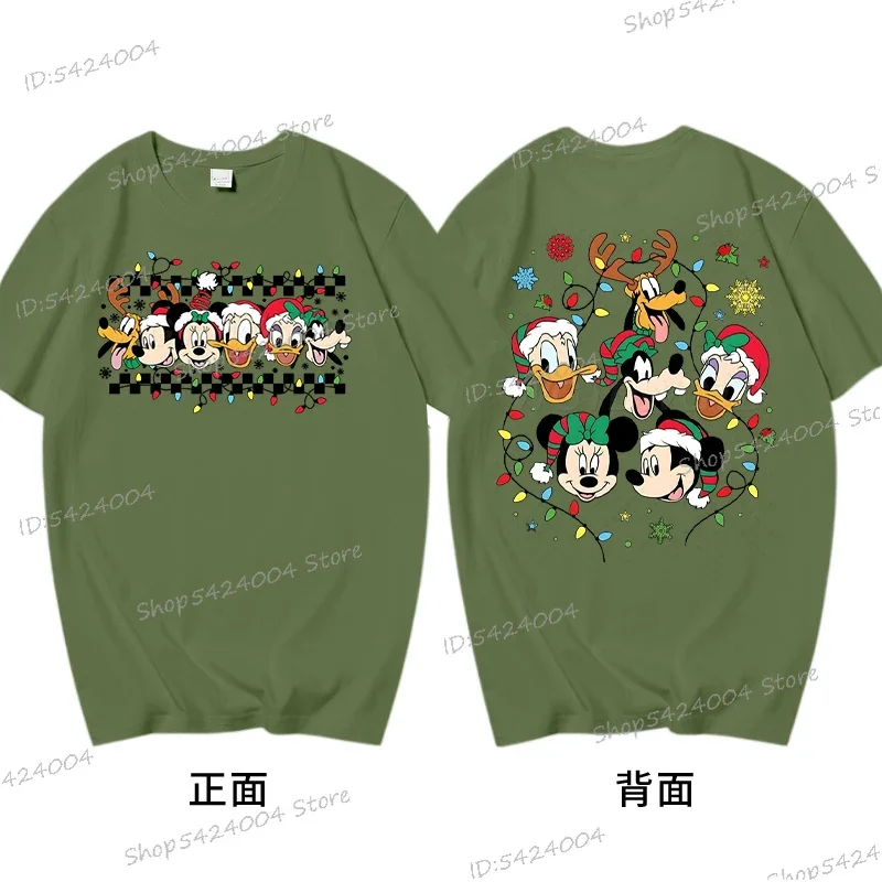 كارتون عيد الميلاد جوفي دونالد داك ميني ميكي بلوتو تي شيرت خمر النساء الرجال القطن المحملة