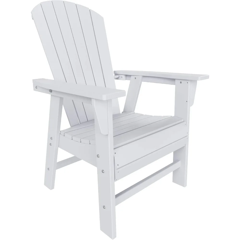 كرسي طعام Adirondack خارجي مقاوم للطقس باللون الأبيض